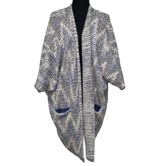 Lucky Brand Sweaters - Lucky Brand wool blend blue/white/gray cardigan with metallic threads